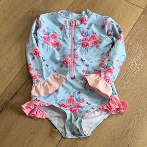 Floral Long Sleeve Kids Swimwear